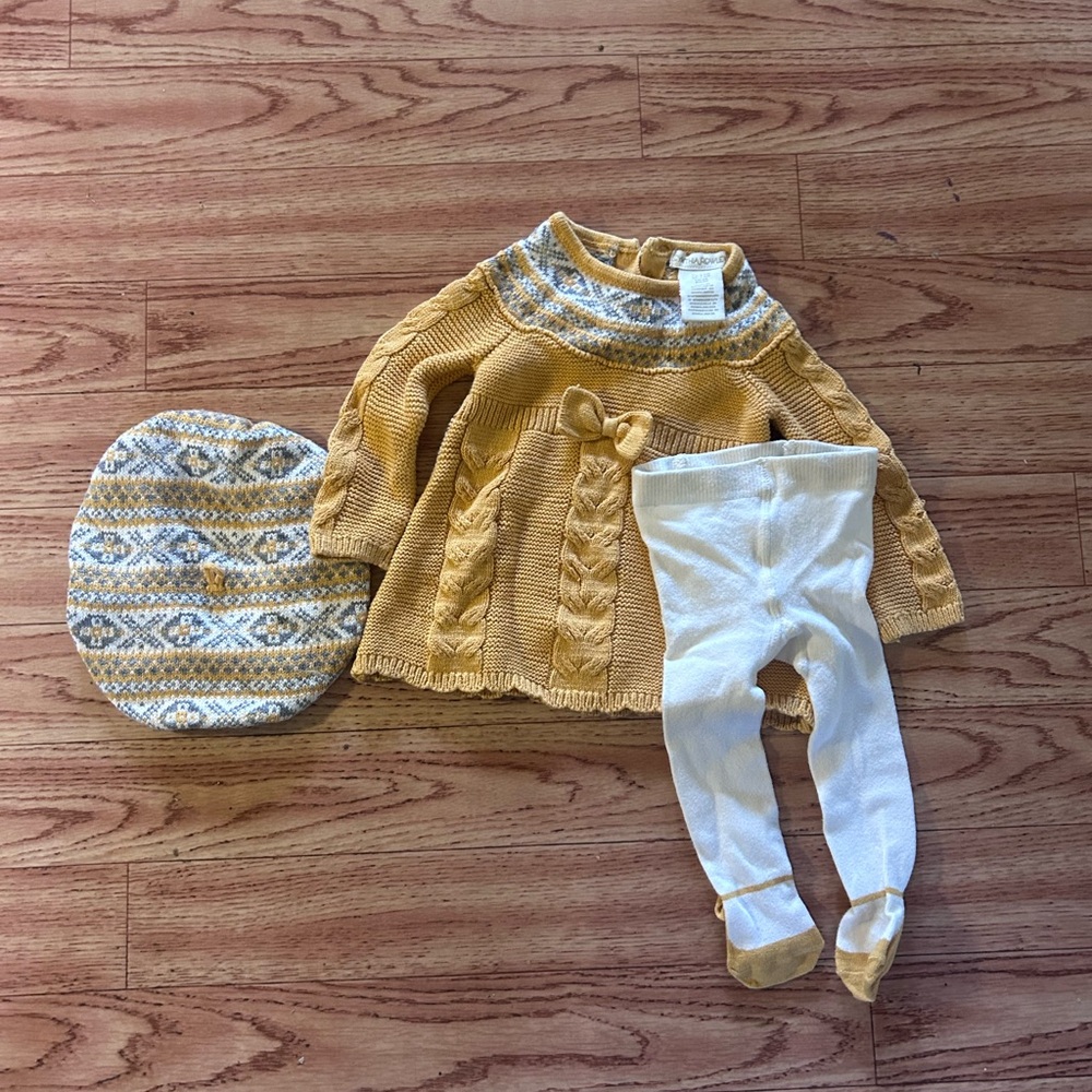 Cynthia Rowley Mustard and Gray Knit Top 3-6 months